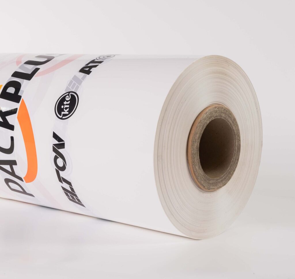 Film automático impreso para embalar pallets. Film estirable personalizado.