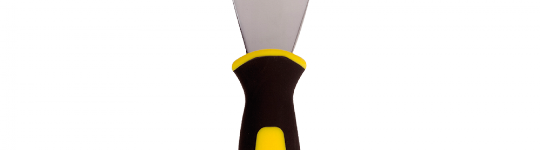 Espátula de acero con mango de caucho bicomponente.
